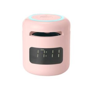 Caixa de Som Multimidia com Relogio Rosa